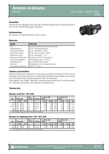 ProduktbladProduktfil Armatec el-aktuator - Bernard