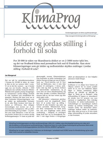 Istider og jordas stilling i forhold til sola - RegClim