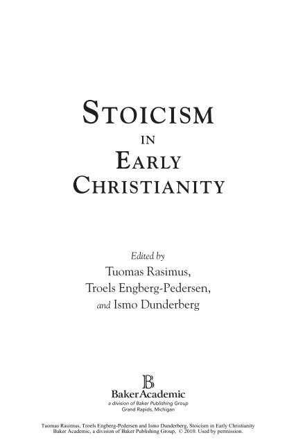 stoicism in early christianity - Baker Publishing Group