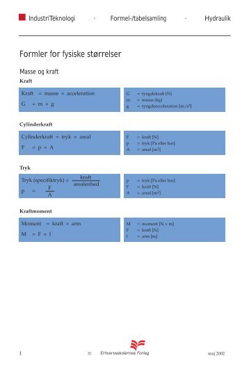 Formler for fysiske størrelser