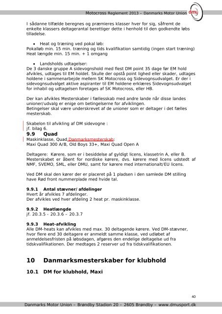 Motocross Reglement 2013 - Børkop Motor Sport