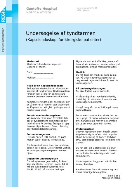 Undersøgelse af tyndtarmen - EPIS - Gentofte Hospital