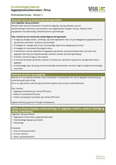 Modulbeskrivelse - Modul 1