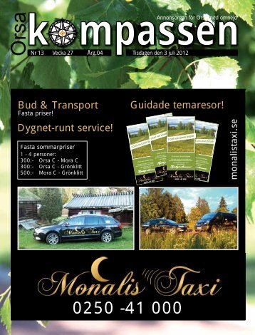 Guidade temaresor! Bud & Transport Dygnet-runt ... - Orsakompassen