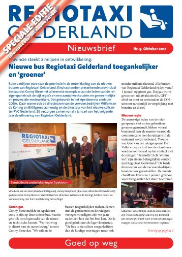 Nieuwsbriefspecial Regiotaxi Gelderland, editie november 2012