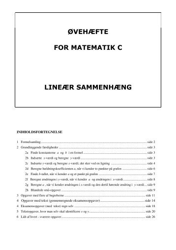 ØVEHÆFTE FOR MATEMATIK C LINEÆR SAMMENHÆNG - FMO