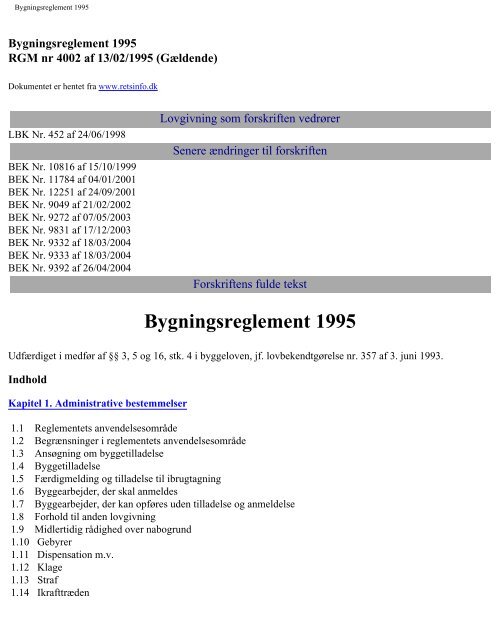 Bygningsreglement 1995 - ardsvej