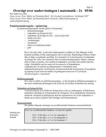 Oversigt over undervisningen i matematik - 1x 02/03 - hhhust.dk