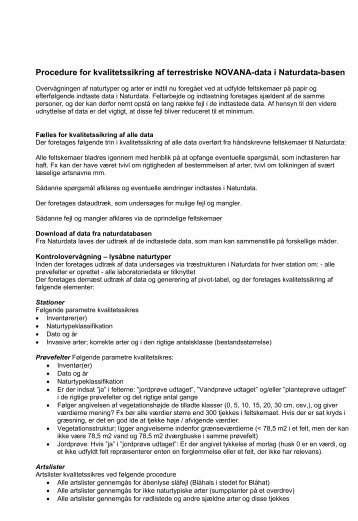 Procedure for kvalitetssikring af terrestriske ... - Naturstyrelsen