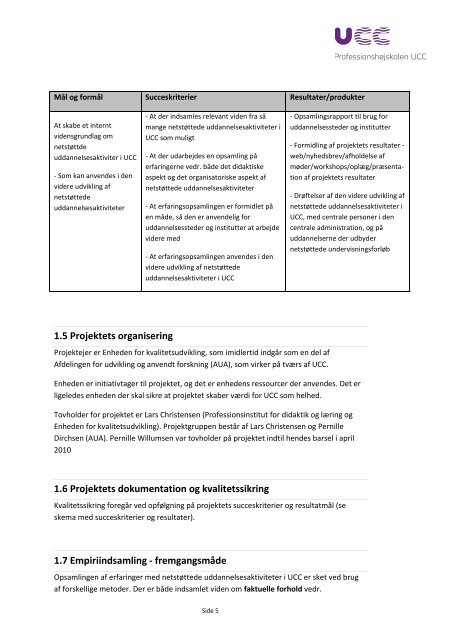 Netstøttede uddannelsesaktiviteter i Professionshøjskolen UCC