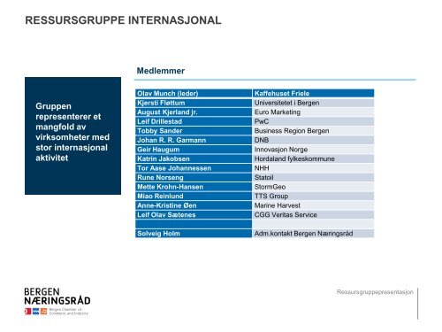 Ressursgruppepresentasjoner del 2 - Bergen Næringsråd