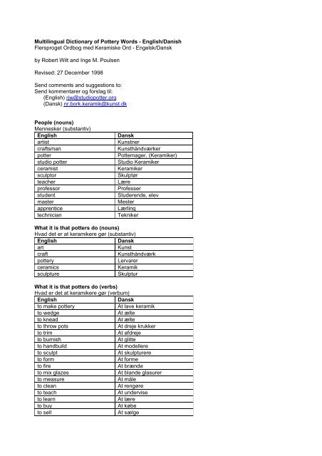 Multilingual Dictionary of Pottery Words - Dinoclay