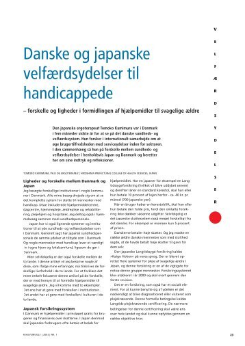 Danske og japanske velfærdsydelser til handicappede - Hjælpemidler