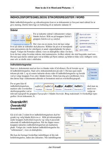 Indholdsfortegnelse og stikordsregister - Jan Kronsell - hjemmeside ...