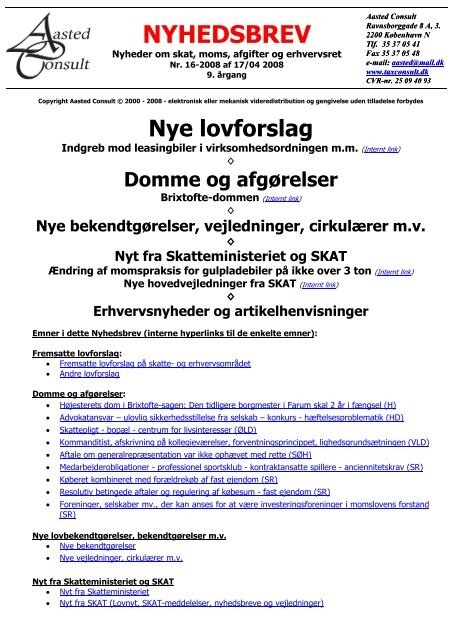 NYHEDSBREV - Aasted Consult