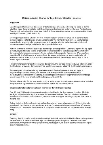 Charter for flere kvinder i ledelse - Baselinerapport - Miljøministeriet