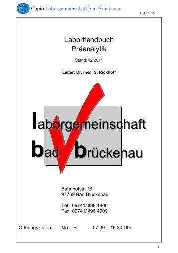 Präanalytik-Handbuch hier... - Capio Franz von Prümmer Klinik