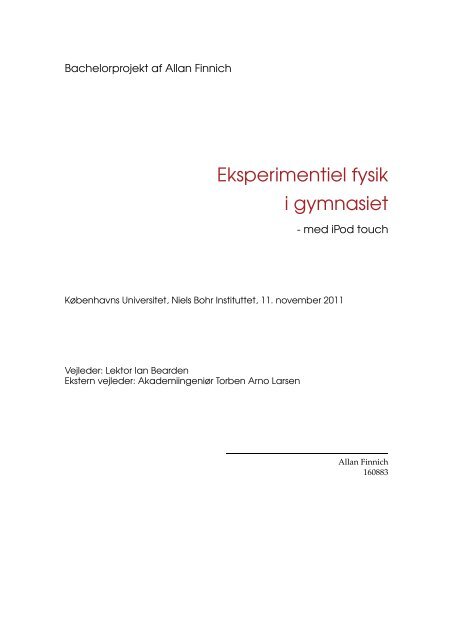 Eksperimentel Fysik i Gymnasiet - med iPod Touch - alfin.dk