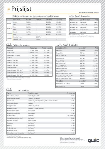 Prijslijst - Qwic