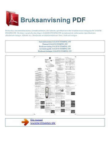 Instruktionsbok SAGEM ITD48NG SW - BRUKSANVISNING PDF
