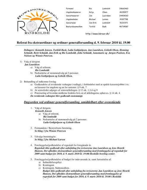 Referat fra ekstra- og ordinær generalforsamling d. 9/2 ... - BK Roar