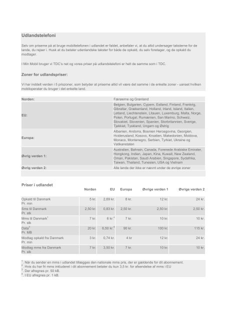 Se samlet prisoversigt - Min Mobil