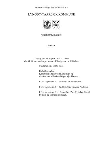 Ã˜konomiudvalget 28-08-2012 - Referat og bilag - Lyngby TaarbÃ¦k ...