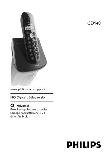 www.philips.com/support NO Digital trådløs telefon