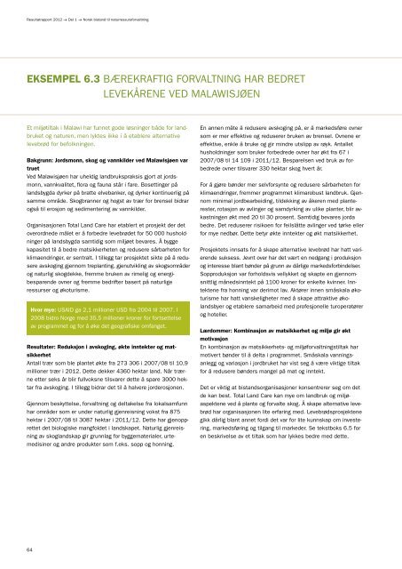 eksemplene i resultatrapporten 2012 (PDF). - Norad