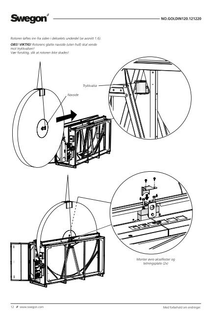 Installasjonsanvisning GOLD RX/CX, størrelse 100/120 - Swegon