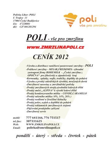 CENÍK 2012 - Zmrzlina POLI