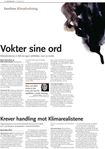 Krever handling mot Klimarealistene - Universitetet i Bergen
