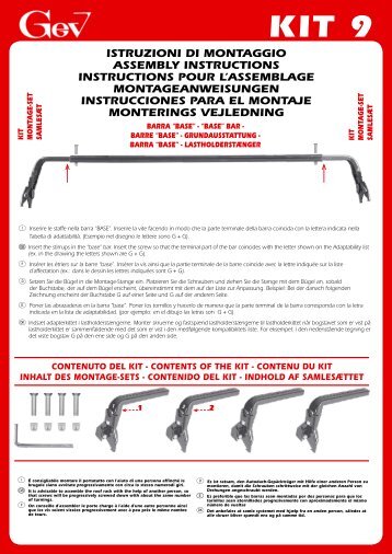 IstruzIonI dI montaggIo assembly InstructIons InstructIons pour ... - Gev