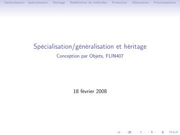Spécialisation/généralisation et héritage Conception par ... - Lirmm