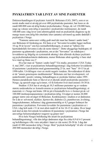 Psykiatrien tar livet av sine pasienter.pdf - Erfaringskompetanse.no
