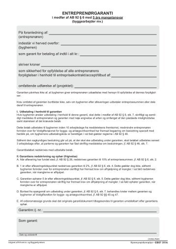ENTREPRENØRGARANTI - Dansk Byggeri