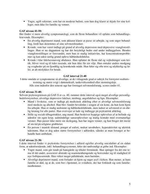 GAF – Global Assessment of Function – Delt version.