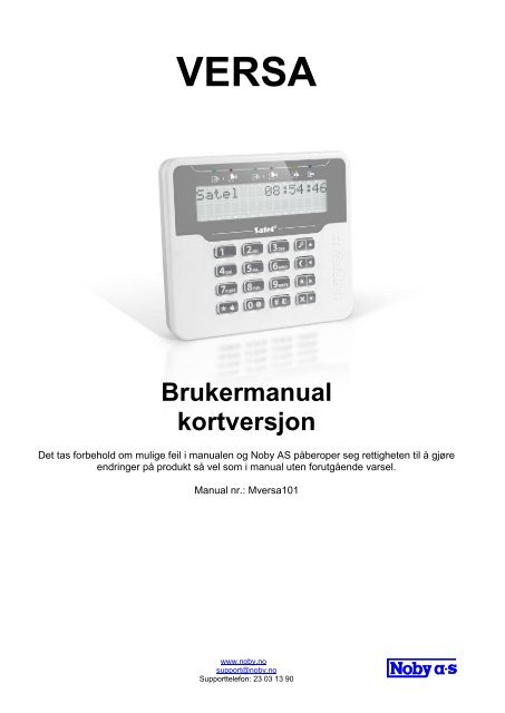 Brukermanual kortversjon - Noby AS