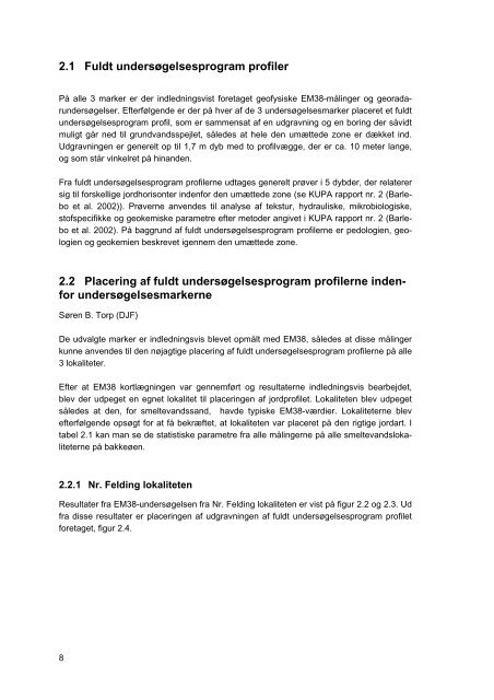 DS, Bakkeø, Skovbjerg, Esbjerg, Rapport 9 - KUPA projektet