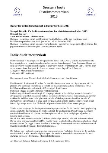 Individuelt mesterskab - Distrikt 1