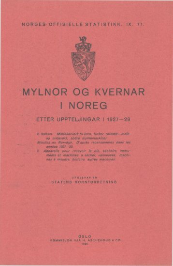 Mylnor og kvernar i Noreg etter uppteljingar i 1927-29. 2. bolken