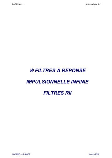 ④ FILTRES A REPONSE IMPULSIONNELLE INFINIE ... - Greyc