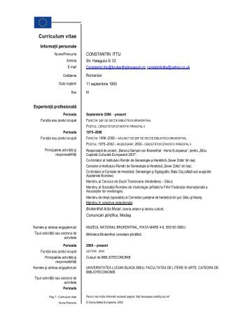 Curriculum vitae - Muzeul Naţional Brukenthal