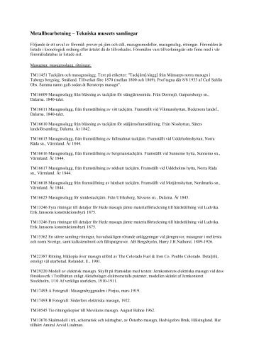 Metallbearbetning – Tekniska museets samlingar