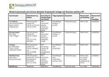 Andre spesialister - Sunnaas sykehus HF