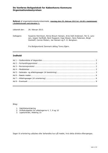 25. februar 2013 referat organisationsbestyrelsesmøde