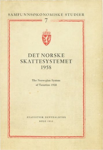 Det norske skattesystemet 1958 - Statistisk sentralbyrå