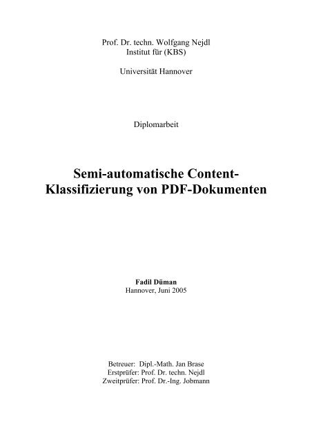 Klassifizierung Von Pdf Dokumenten Kbs