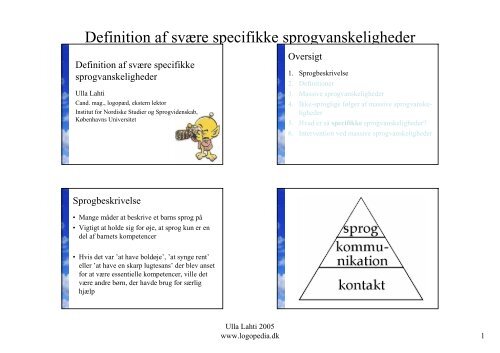 Definition af svære specifikke sprogvanskeligheder