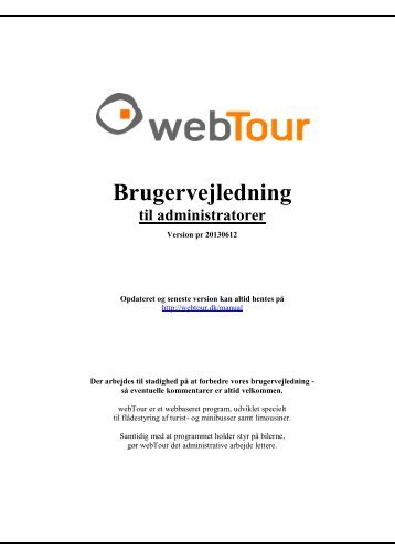 Administrator - brugervejledning - webTour